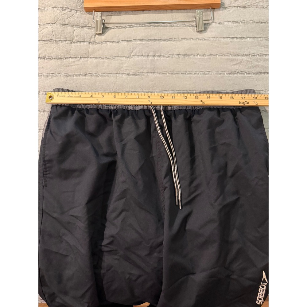 Speedo Mens XXL Swim Trunks Black Gray Board Shorts Mesh Lined Zipper Pocket - Picture 7 of 9